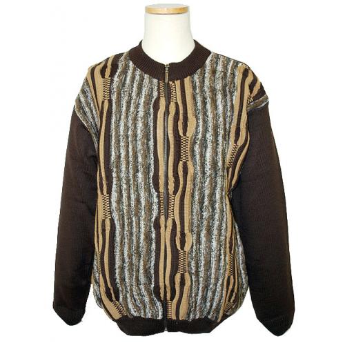 Bergati Chocolate Brown/Taupe/White Knitted Sweater W804BR